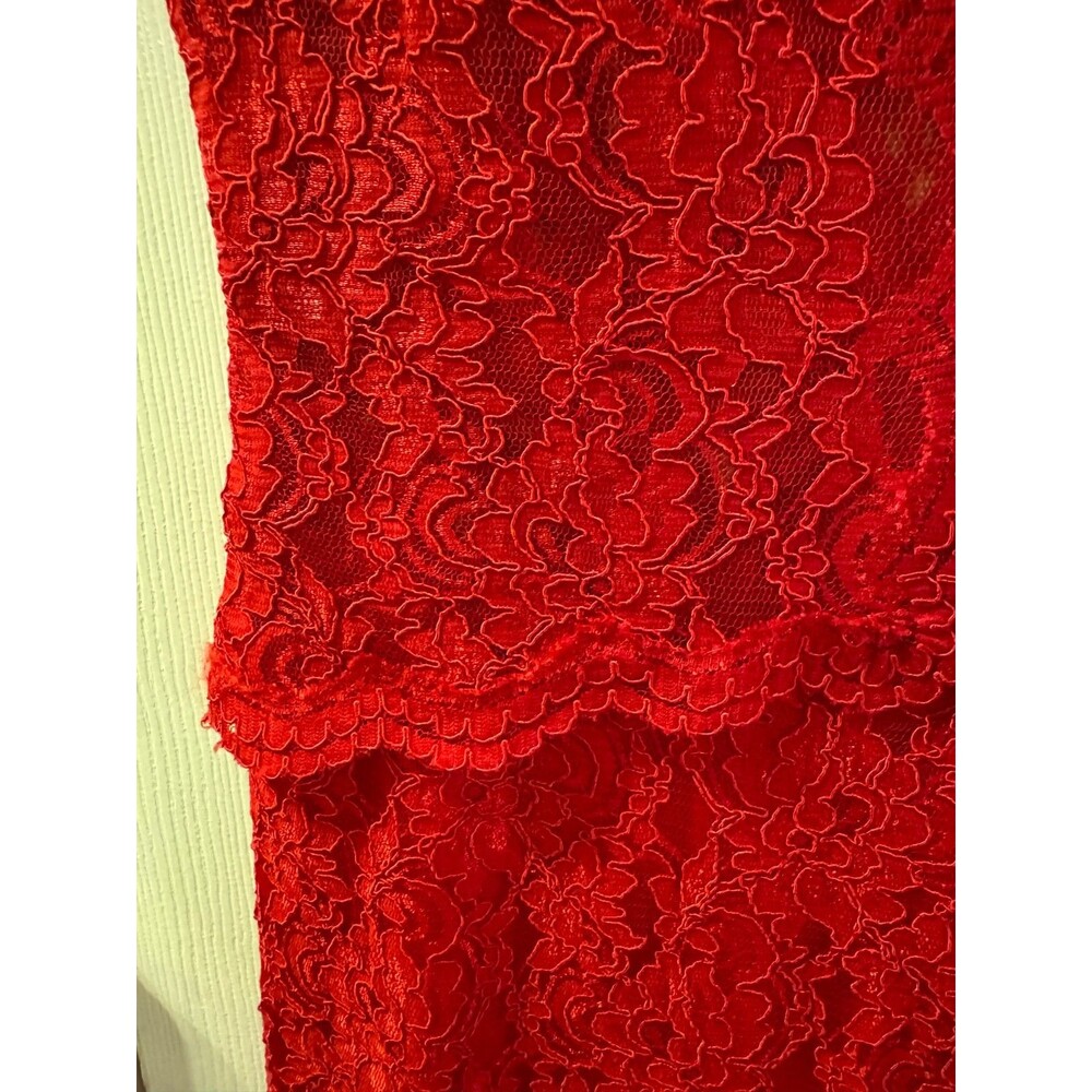 Lauren Ralph Lauren Evening Dress Red Lace Maxi Sz 14 Sleeveless Wedding Guest - Picture 10 of 15